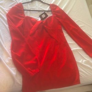Red mini dress, never worn, fashion nova